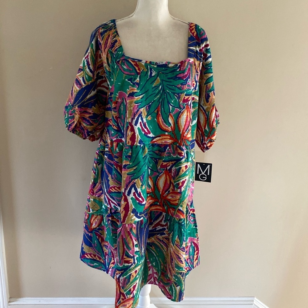 Mlle Gabrielle Multicolor Floral Midi Dress - Green, Blue, Pink, Orange